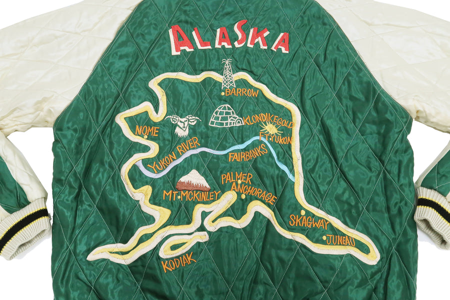 Tailor Toyo Velveteen Japanese Souvenir Jacket Men's Sukajan Polar Bear x Alaska Map TT15175 119-Black