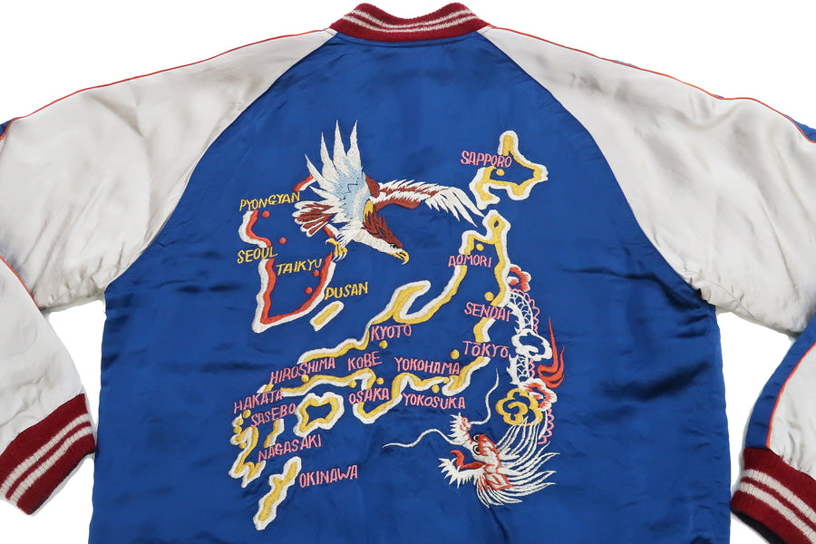 KOSHO & CO. Jacket Tailor Toyo Sukajan Men's Japanese Souvenir Jacket Japan Map Embroidery x Cherry Blossoms & Eagle Print TT15277 TT15277-125