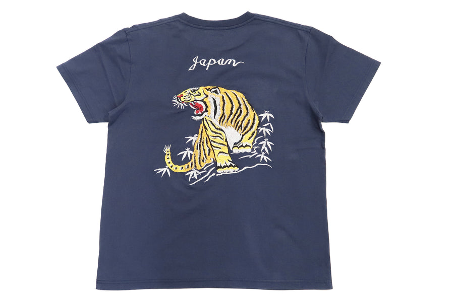 Tailor Toyo T-shirt Men's Sukajan Style Tiger Embroidered Short Sleeve Tee TT78996 Dark-Blue