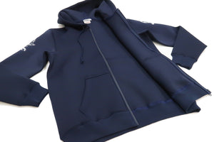 Tedman Neoprene Hoodie Men's Casual Graphic Printed Zip-Up Neoprene Hooded Jacket WBZP-100 Navy-Blue