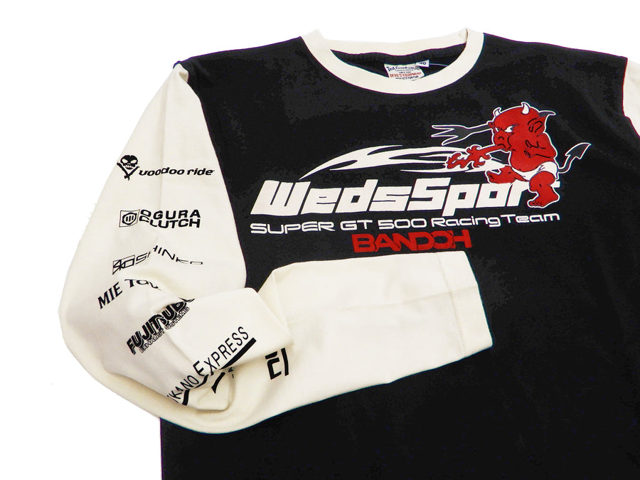 Tedman T-Shirt Men's 2-Tone Long Sleeve Graphic Tee WedsSport Kaminari WEDSLST-300 Black/Off-White
