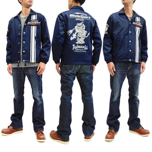 Tedman Men's Coaches Jacket Custom Printed Graphics Nylon Windbreaker WEDSNJ-700 Navy-Blue