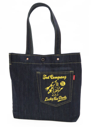 Tedman Denim Tote Bag Men's Casual WedsSport BANDOH Kaminari WSBBG-400 Indigo Denim/Yellow Printing