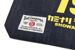 Tedman Denim Tote Bag Men's Casual WedsSport BANDOH Kaminari WSBBG-400 Indigo Denim/Yellow Printing