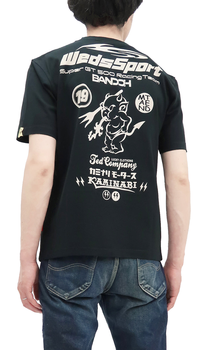 Tedman T-shirt Men's Kaminari WedsSport Lucky Devil Graphic Short Sleeve Tee WSBT-01 Black