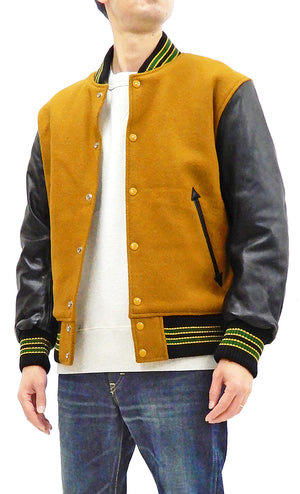 Whitesville Plain Varsity Jacket Men's Letterman Jacket Melton Leather Award Jacket WV14904 C/#156 Gold x Black