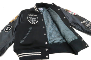 Whitesville Varsity Jacket Men's Letterman Jacket Melton x Leather Award Jacket WV15166 WV15166-119 Black x Black COUGARS