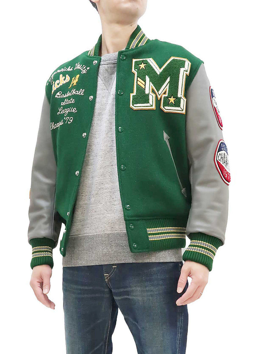 MELTON & LEATHER VARSITY JACKET-