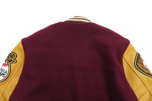 Whitesville Varsity Jacket Men's Letterman Jacket Melton x Leather Award Jacket WV15166 WV15166-170 Wine-Red x Gold COUGARS