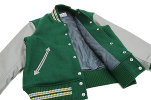 Whitesville Varsity Jacket Men's Plain Letterman Jacket Melton x Leather Solid Award Jacket WV15168 145 Green/Gray