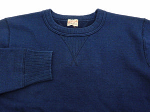 Whitesville Plain Sweatshirt Men's Loop-wheeled V-Insert Vintage Style WV67728 Navy-Blue