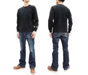 Whitesvill Plain T-shirt Men's Heavyweight Long Sleeve Pocket Tee WV68849 119 Black