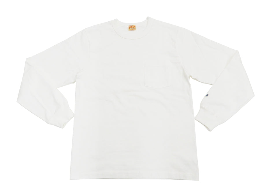 Whitesvill Plain T-shirt Men's Heavyweight Long Sleeve Pocket Tee WV68849 105 Off-white