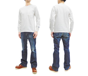 Whitesvill Plain T-shirt Men's Heavyweight Long Sleeve Pocket Tee WV68849 105 Off-white