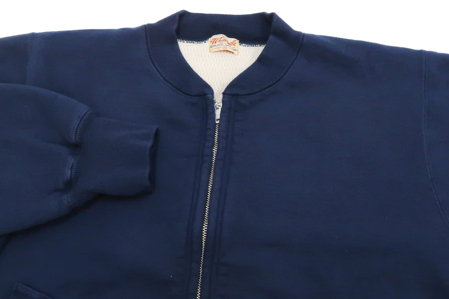 Whitesville Full-zip Sweatshirt No Hood with thermal lining Men's Waffle Lined Plain Zippered Sweatshirt Jacket WV69035 128 Navy-Blue