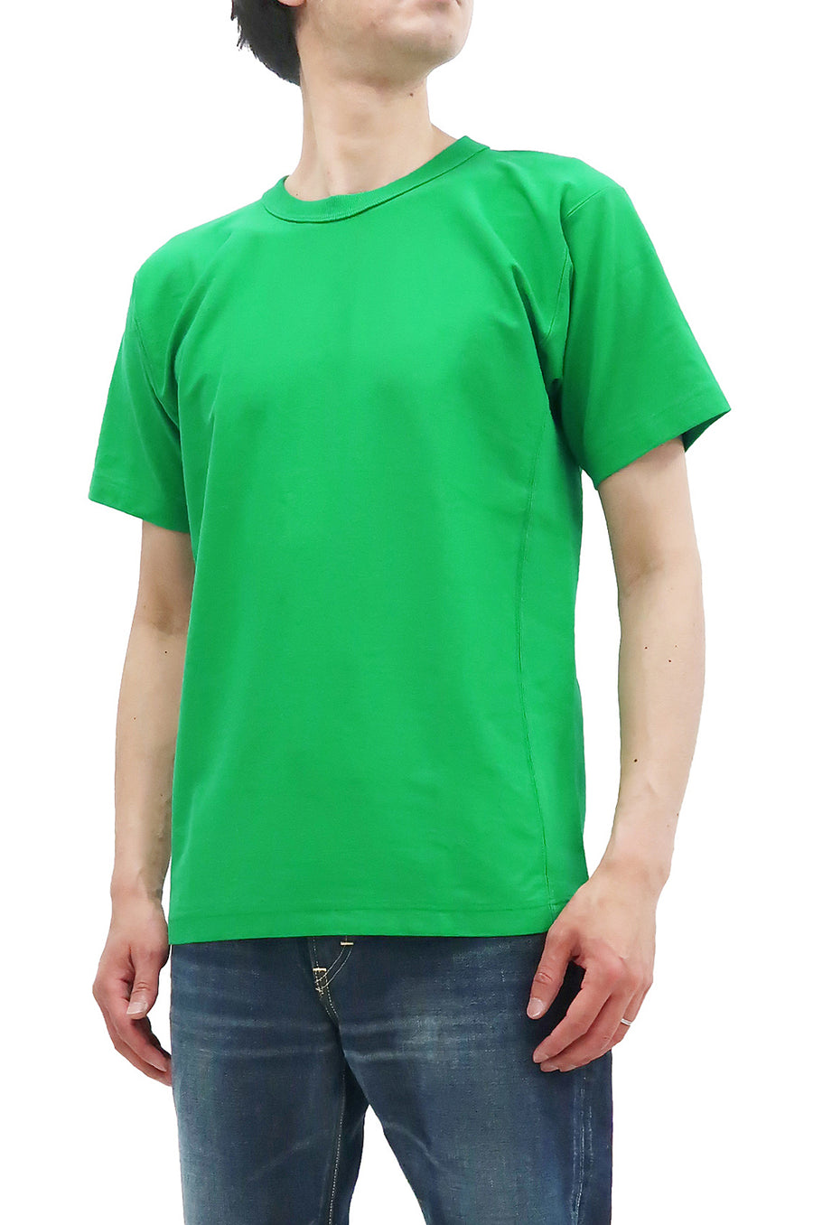 Whitesvill Plain T-shirt with Rib Side Panels Men's Heavyweight Short Sleeve Tee WV78930 144 Kelly-Green