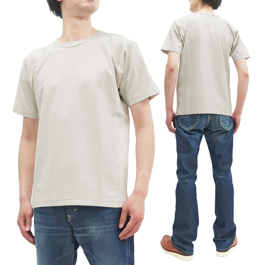 Whitesvill Plain T-shirt with Rib Side Panels Men's Heavyweight Short Sleeve Tee WV78930 131 Oatmeal